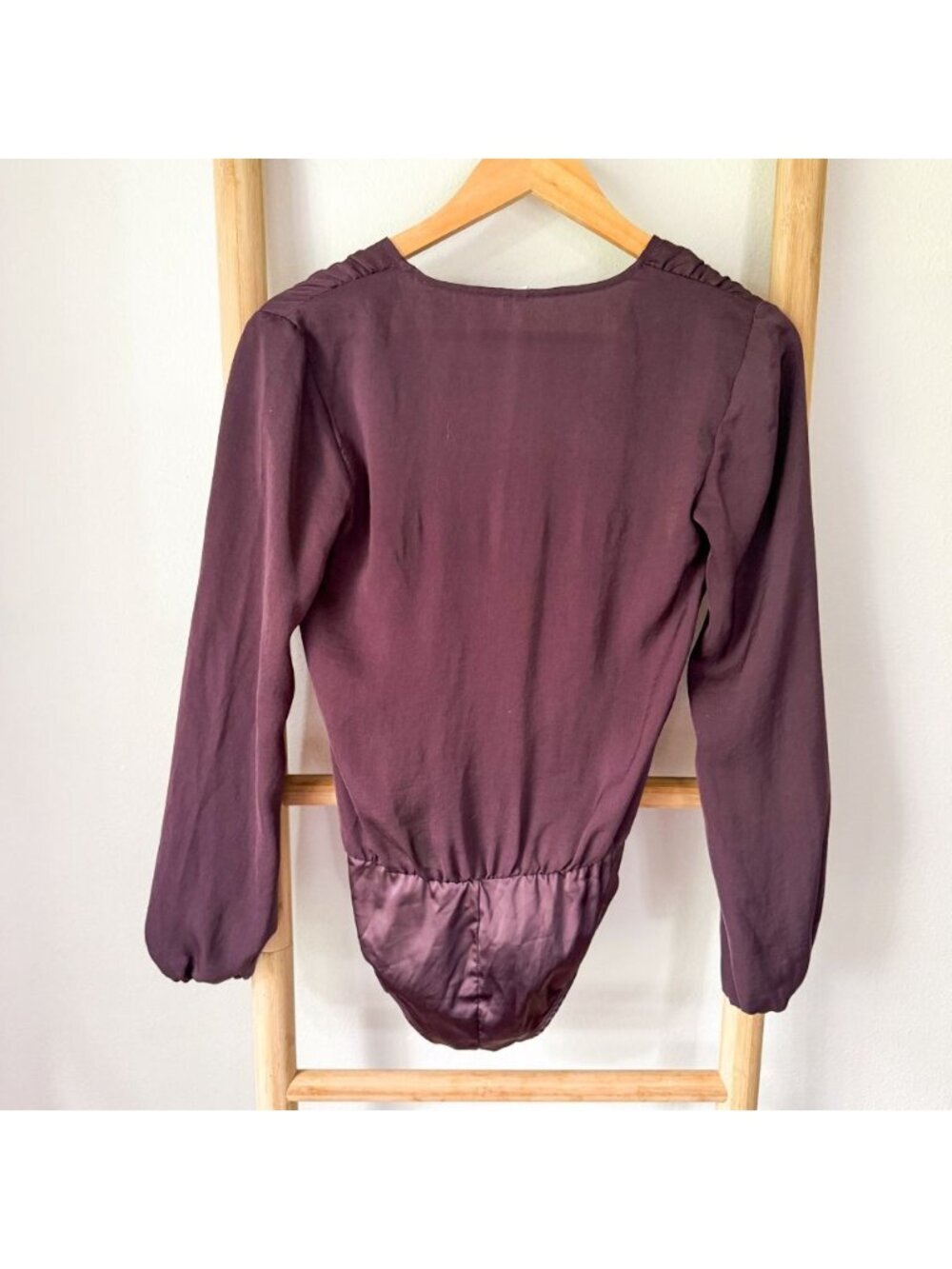 Urban Outfitters Out From Under Gigi Satin Wrap Bodysuit Plum Purple XS - Picture 8 of 10